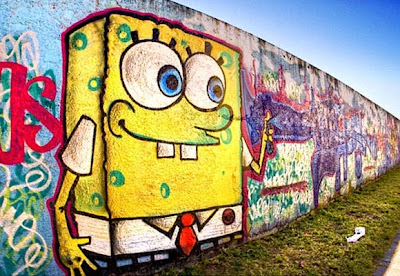 Sponge Bob Character Graffiti on Wall