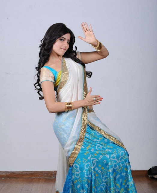 Samantha in Blue Half Saree