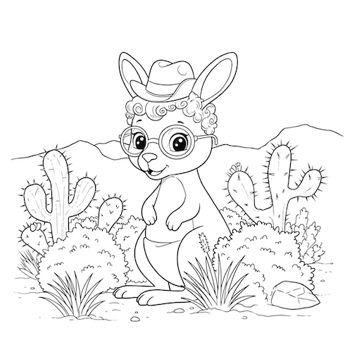Baby kangaroo in a Bushes Desert