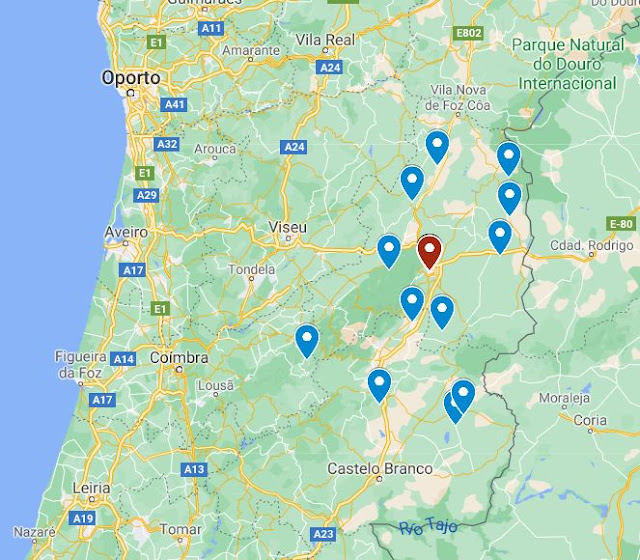 mapa aldeas historicas de Portugal