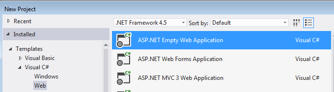 ASP.NET Empty Web Application Template