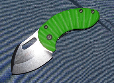 Front of Green handled Boker Nano