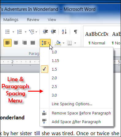 Image result for word spacing 1.5