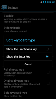 enable enter key in android 4.0 ics sms app