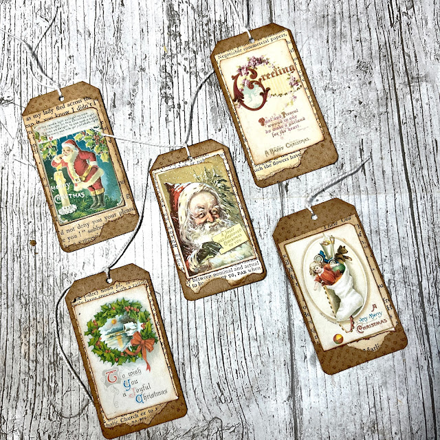 Vintage Christmas Tags Using Tracie Fox Freebies