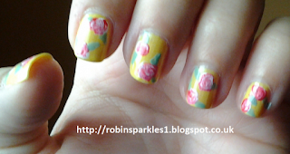 vintage victorian rose flower painted nail art