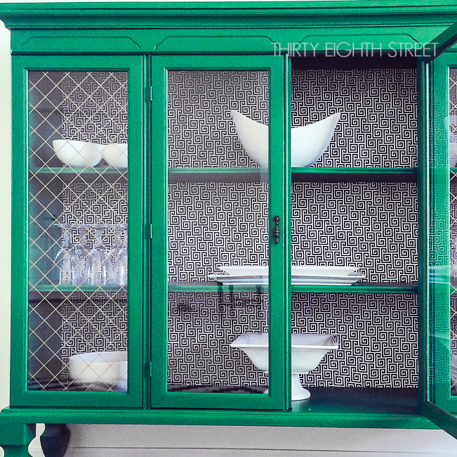 how to create two pieces of furniture from one hutch, green hutch, green cabinet, inspiration furniture painted green, chalk paint, milk paint, how to paint furniture with milk paint, general finishes