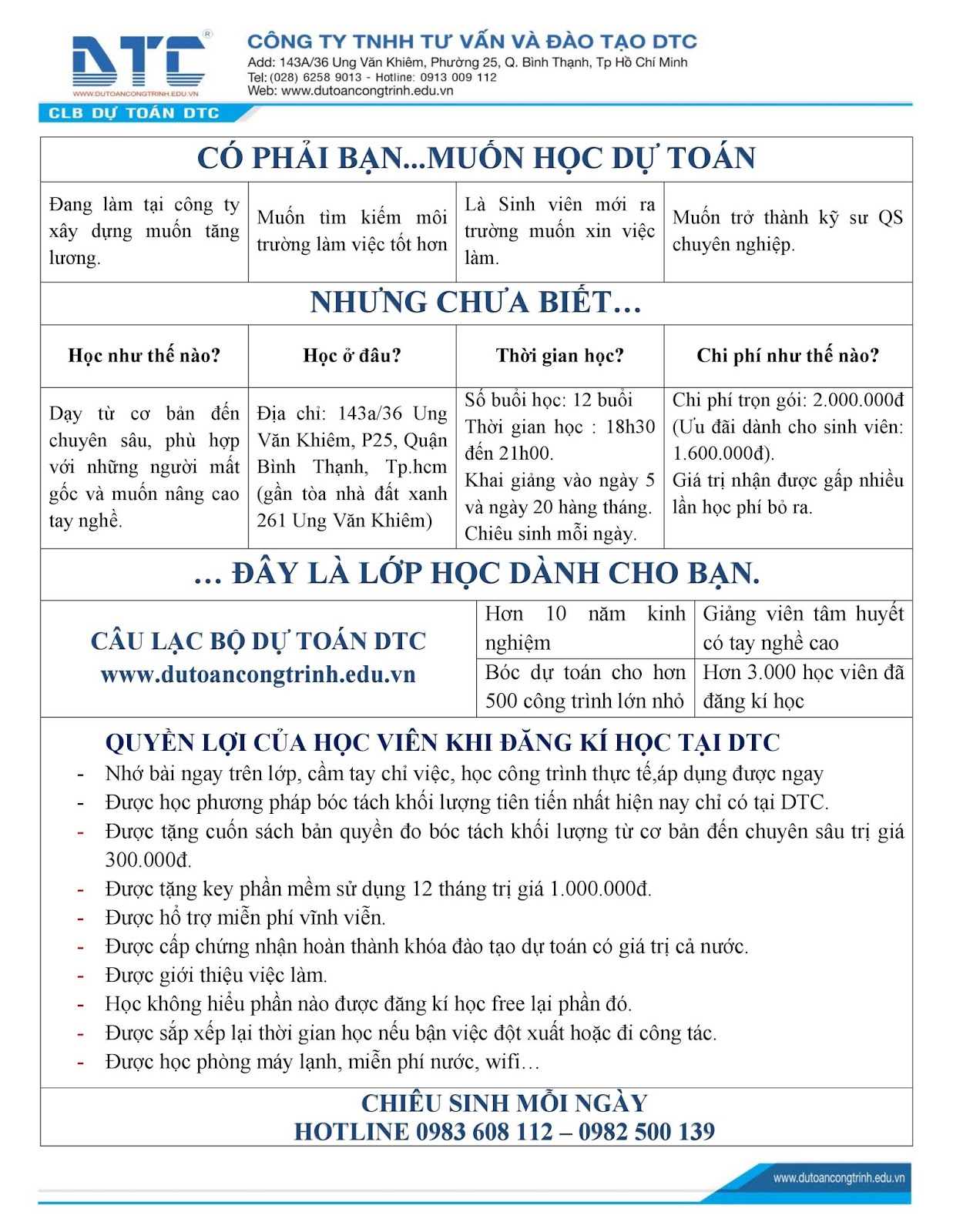 CLB Dự Toán DTC khai giảng lớp dự toán khóa K78(25/11/2019) tại Tp.HCM