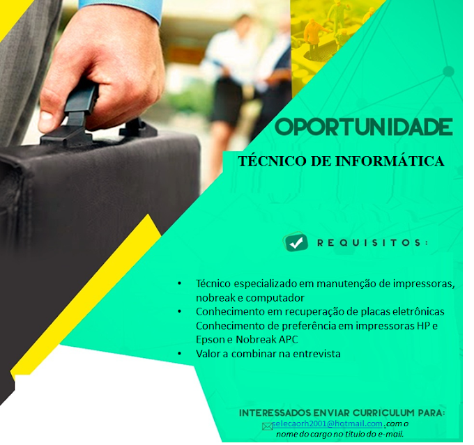 🔰🔰 Assistente Administrativo/Analista de DP/Auxiliar de Manutenção/Técnico de Informática.