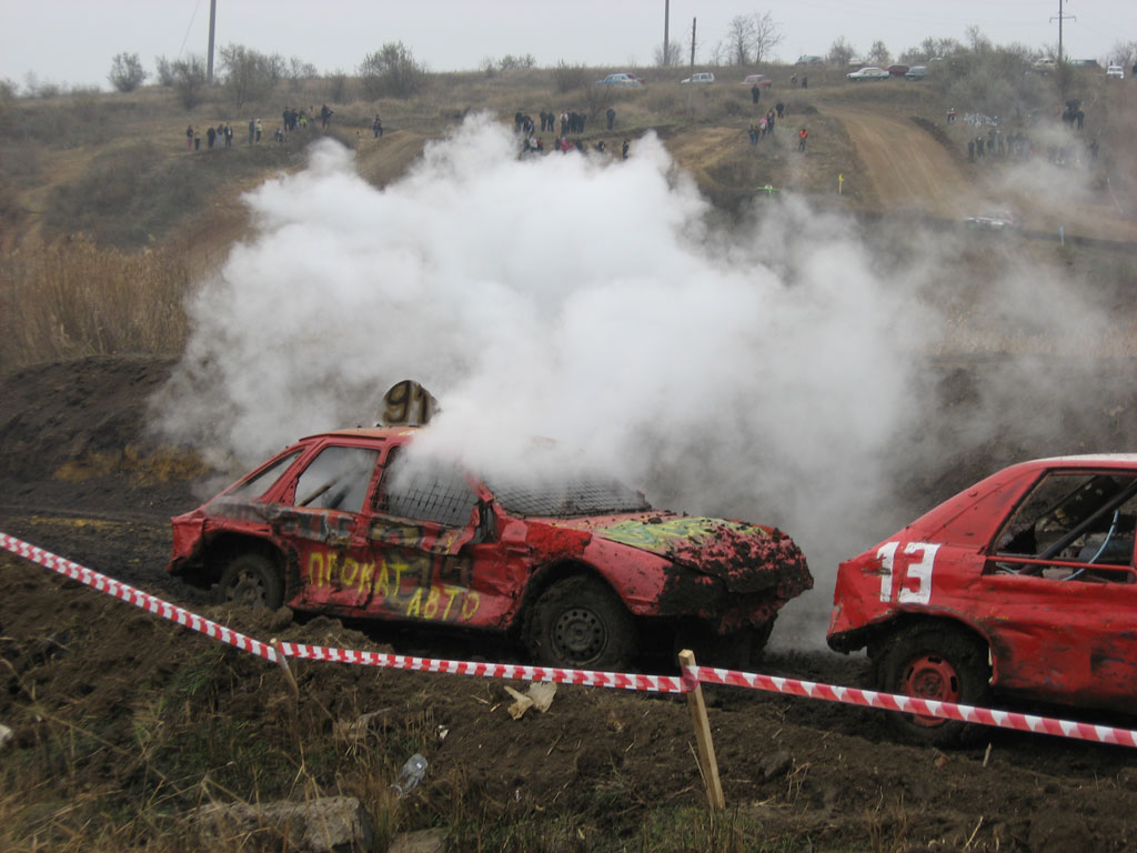 Car accident in the smoke