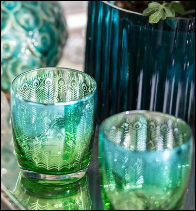 Peacock design tumblers  peacock drinkware peacock theme party entertaining