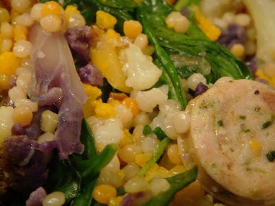 Tri-color cauliflower and Israeli couscous