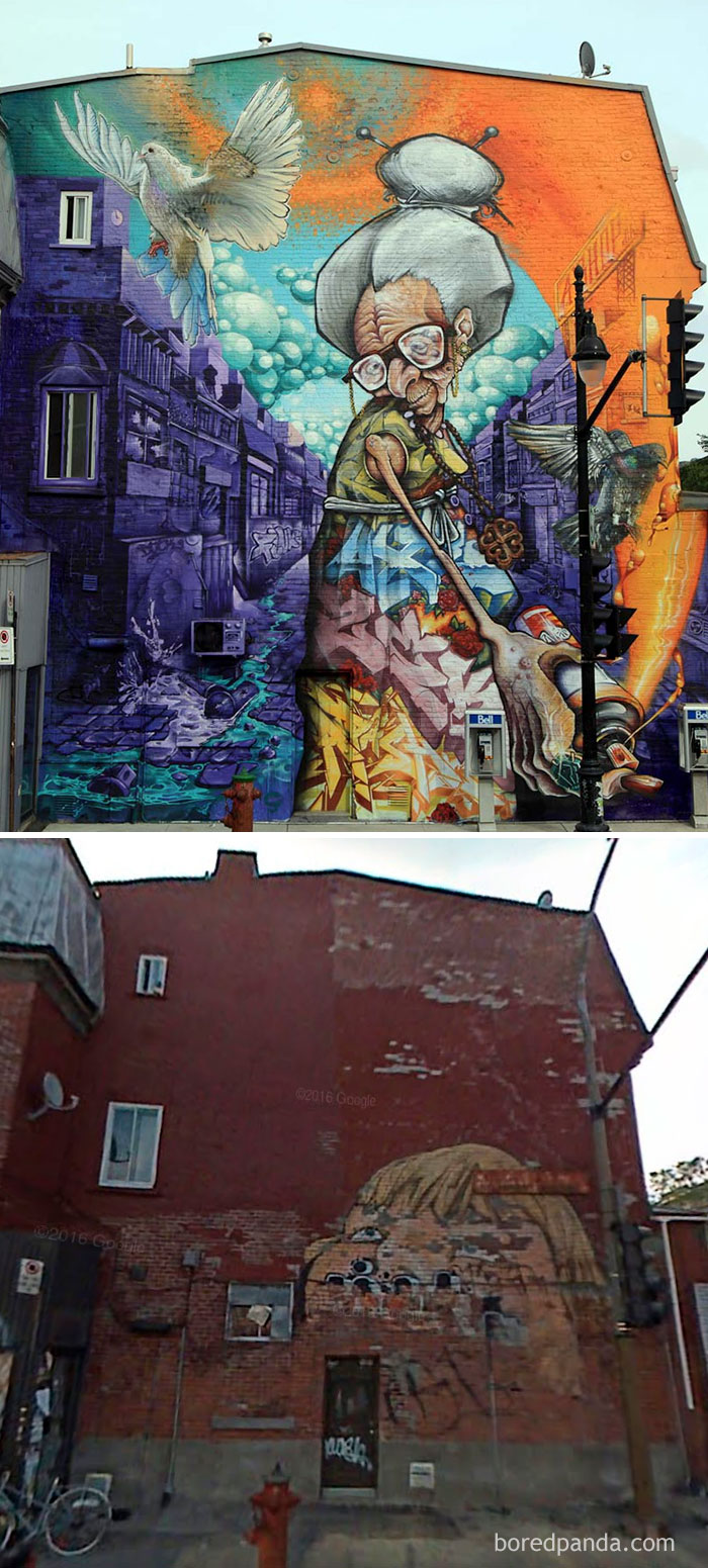 10+ Incredible Before & After Street Art Transformations That’ll Make You Say Wow - Mural In Montreal, Canada