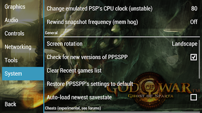 Setting God Of War : Ghost Of Sparta PSP No lag