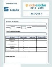 Examen del Bloque I Quinto grado 2018-2019