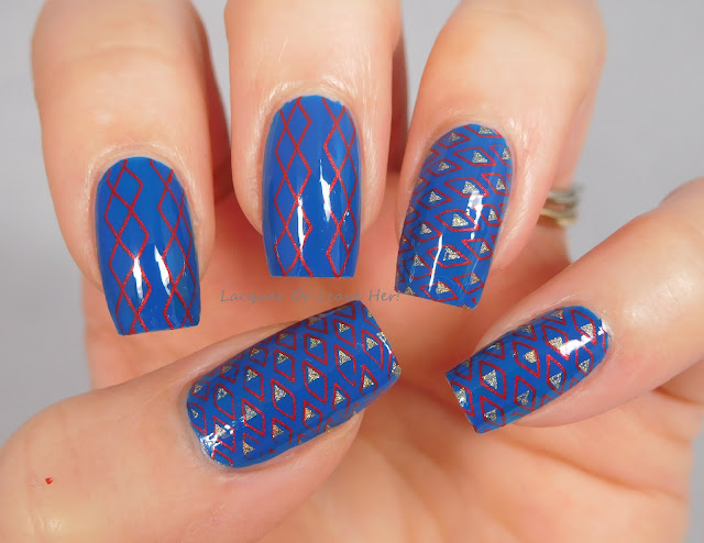 UberChic Beauty 14-03 over Zoya Mallory, stamped with Hit The Bottle Polish stamping polishes