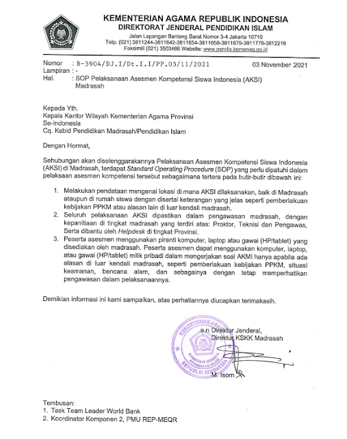 SOP Pelaksanaan Asesmen Kompetensi Siswa Indonesia (AKSI)