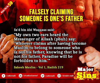 MAJOR SIN. 59. FALSELY CLAIMING SOMEONE IS ONE'S FATHER