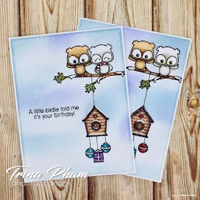 Sunny Studio Stamps: Happy Owlidays A Bird's Life Customer Card Share by Trina Pham