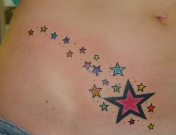 These star tattoos have a very clear design with a particular pattern of