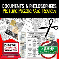 documents and philosophers, Civics Test Prep, Civics Test Review, Civics Study Guide, Civics Interactive Notebook Inserts, Civics Picture Puzzles