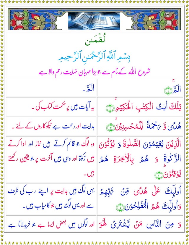 Surah Luqman with Urdu Translation