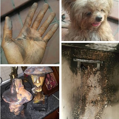 Banky W & his Dog survive House Fire