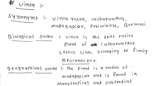 Vinca:- Hand Written Notes