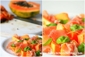 Papaya-Salat mit Parmaschinken