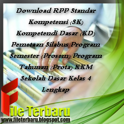 Download RPP Standar Kompetensi (SK) Kompetendi Dasar (KD) Pemetaan Silabus Program Semester (Prosem) Program Tahunan (Prota) KKM Sekolah Dasar Kelas 4 Lengkap