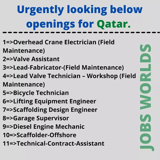 Urgently looking below openings for Qatar.