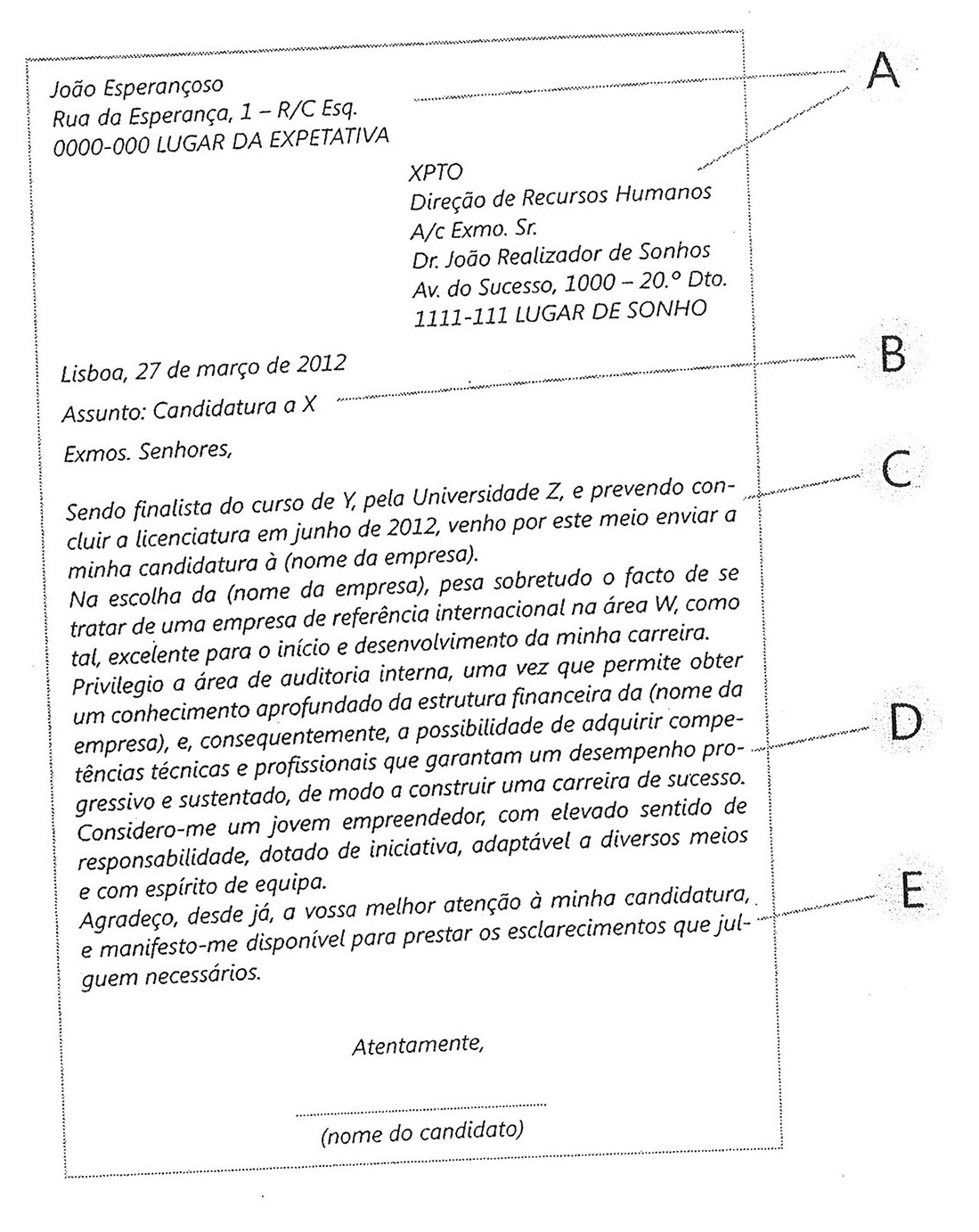 Serviço de Psicologia e Orientação: Estrutura da Carta de 