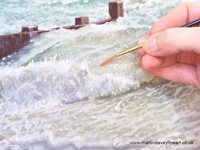 painting WIP Martin davey ocean waves groin