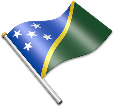 The Solomon Island flag on a flagpole clipart image