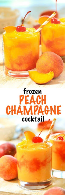 Frozen Peach Champagne Coctail #dessert #coctail #drink