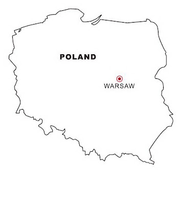 Mapa de Polonia para colorear