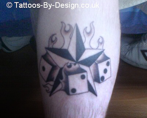 Another popular Black nautical star tattoo designs motif that include stars