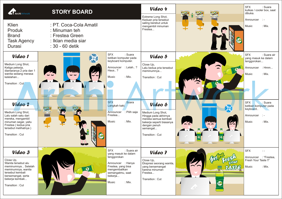 Archi Artwork: Story Board TVC ( Frestea )