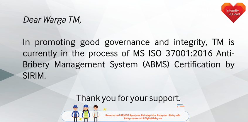 MS ISO 37001:2016 Anti-Bribery Management System (ABMS) Certification by SIRIM