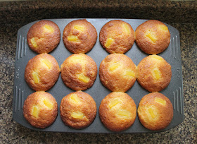 Food Lust People Love: These sweet pineapple muffins have a simple vanilla muffin batter, studded with pineapple. They are perfect for breakfast and snacks. Pop one in a lunch box as a special surprise.