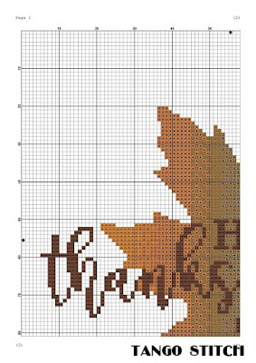 Happy thanksgiving gradient cross stitch pattern - Tango Stitch