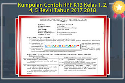 Kumpulan Pola Rpp K13 Kelas 1, 2, 4, 5 Revisi Tahun 2017 2018