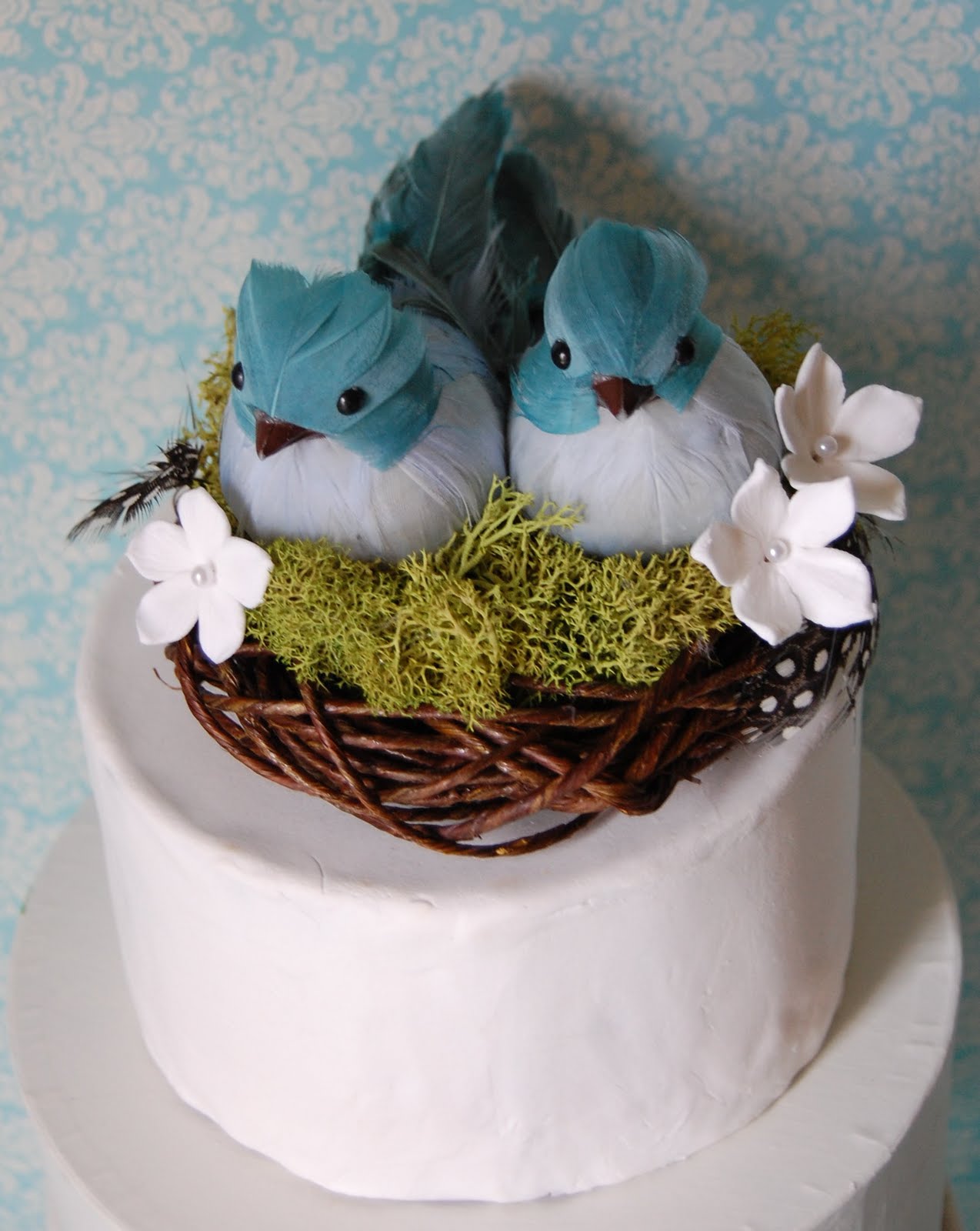 blue bird wedding cake nest