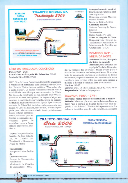 PROGRAMA DA FESTA DE NOSSA SENHORA DA CONCEIÇÃO – 2006 – Santarém – Pará - Brasil