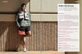 Andre Degrasse Canadian running magazine, Gatorade, Puma