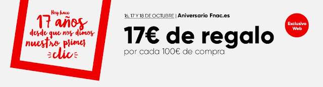 Top 15 ofertas 17 € de regalo por cada 100 € de compra de Fnac.es