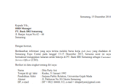 Contoh Surat Lamaran Kerja Yang Umum Digunakan