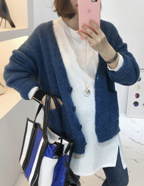 Woolen Knit Button-Front Cardigan