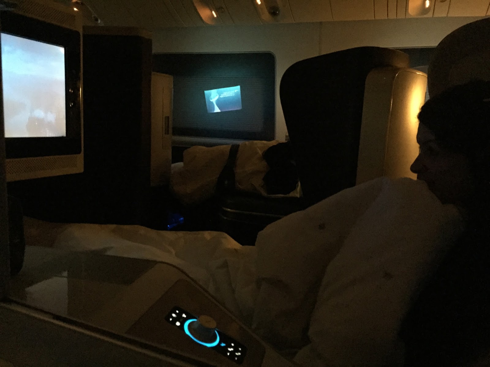 BA First Class seat and screen 