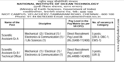 Scientific Assistant and Technical Officer - Mechanical,Electrical,ECE Jobs in NIOT